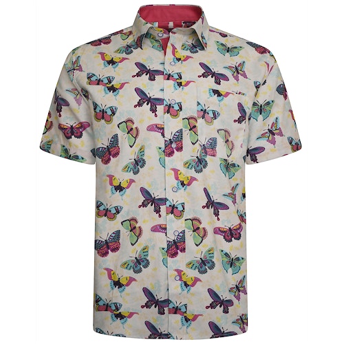 KAM Hemd mit Schmetterlings-Print Mehrfarbig